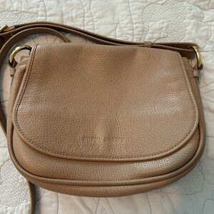 Poppy Barley Tan Crossbody Bag with Pebbled Leather